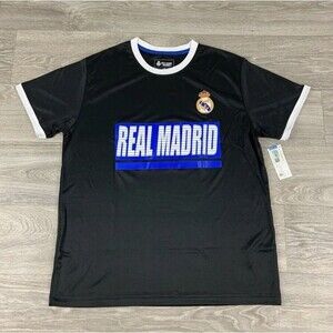 Black HKY Sportswear Jersey Real Madrid FC Mens Size Large *NEW* La Liga